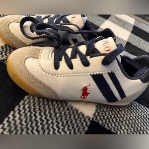 Polo by Ralph Lauren Kids' White and Navy Sneakers with Red Logo